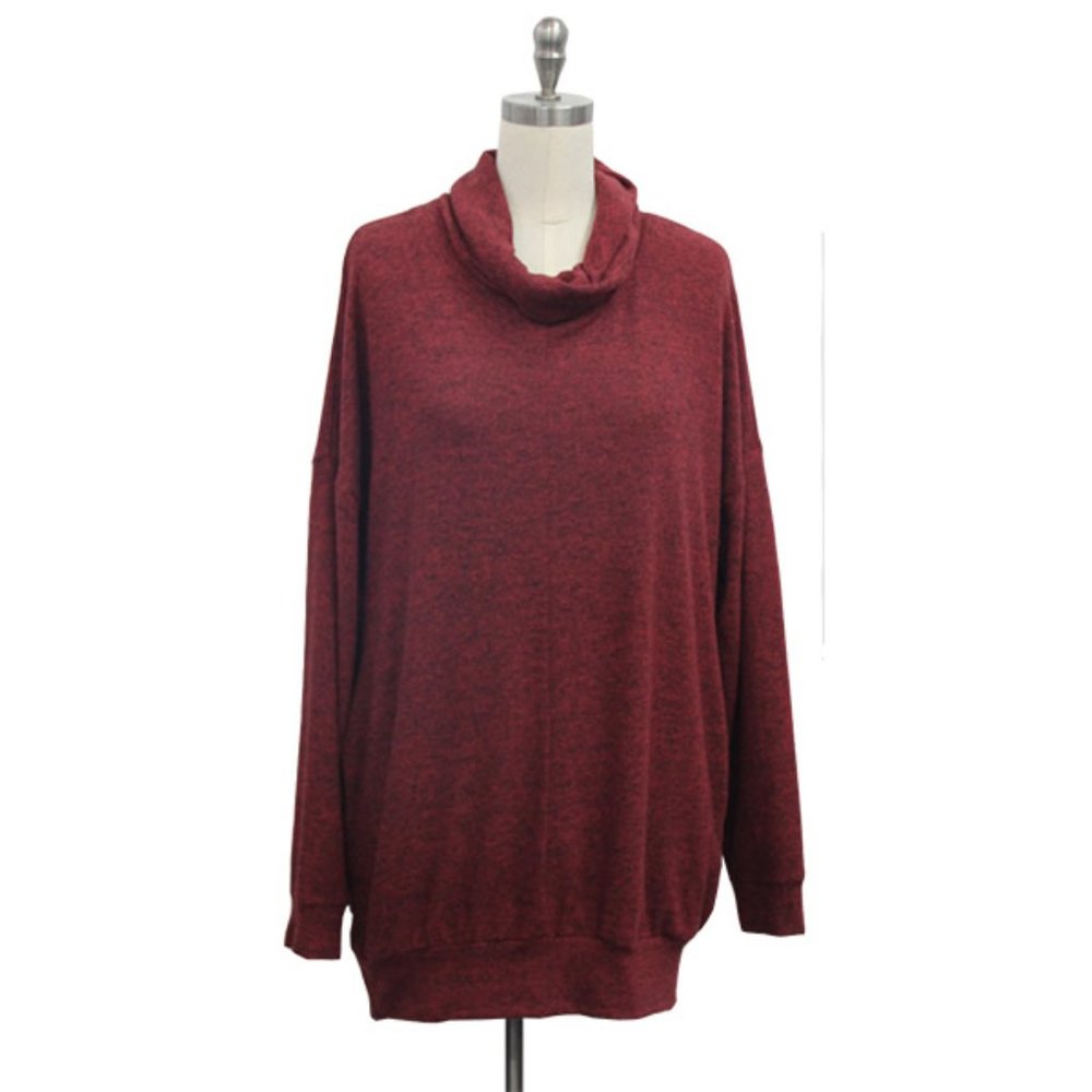 Cozy Brushed Cowl Neck Tunic